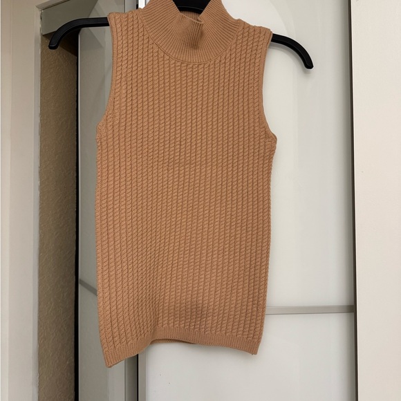 Elie Tahari Camel Sleeveless Turtleneck Sweater - Picture 1 of 2